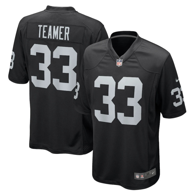 mens nike roderic teamer black las vegas raiders game jersey